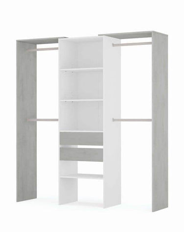 Guadalupe Large Concrete Grey and White Open Door Wardrobe with Four Hanging Rails - UK Luxury Furniture